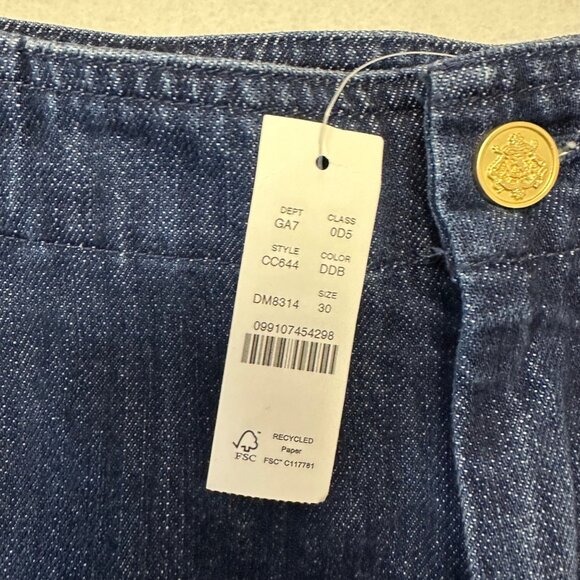 J Crew Tapered Pleat High Waist Jeans NWT Size 30 1984 Rigid Denim Gold Buttons - Picture 8 of 14